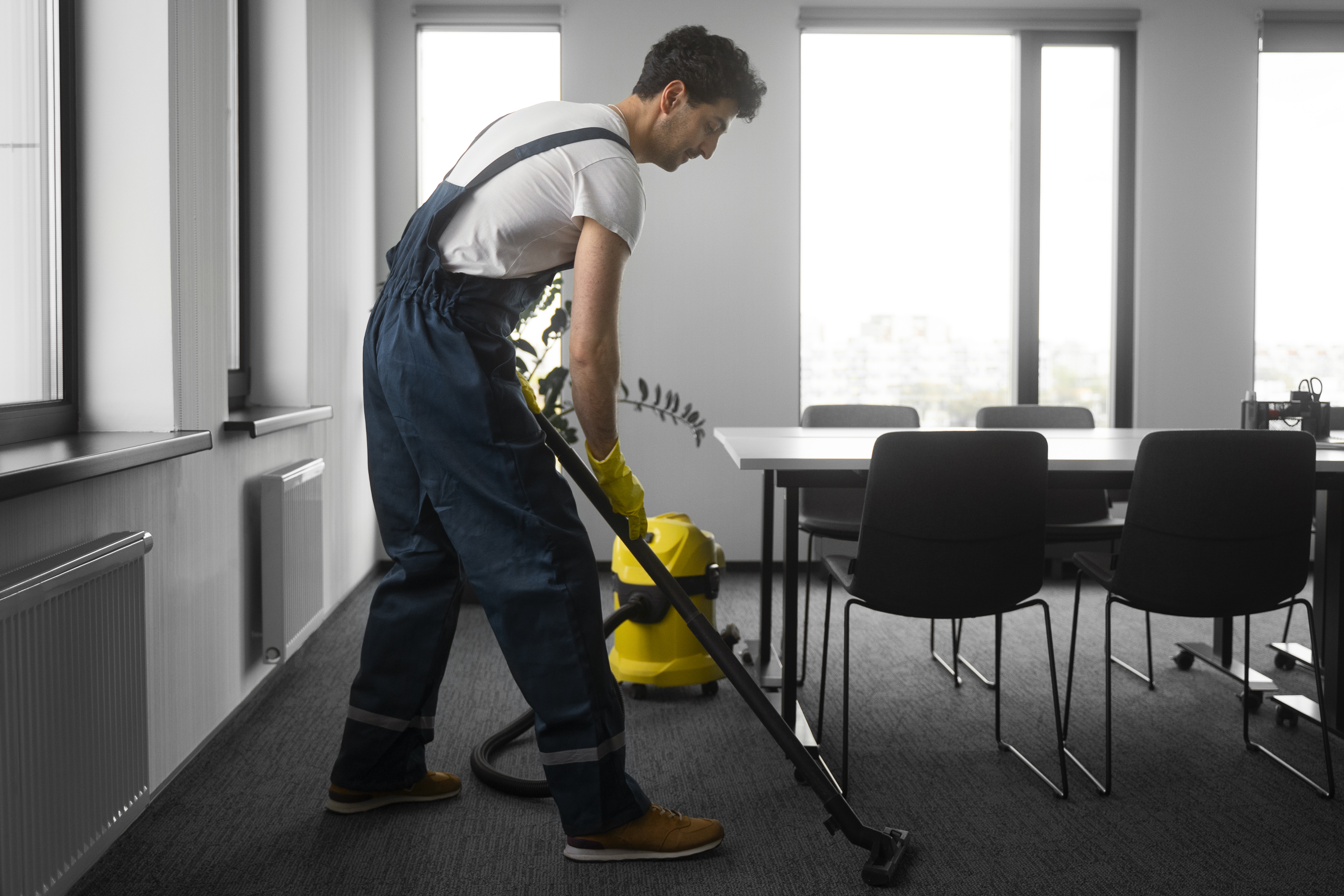 Professional cleaner at work